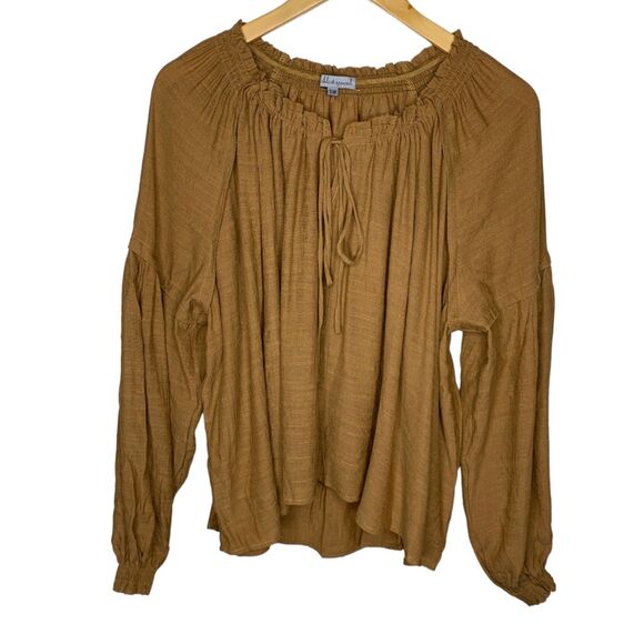 Wishlist drawstring scoop neck blouse relaxed fit size S/M - Picture 3 of 12